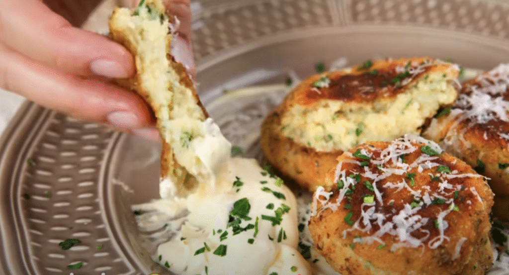 Zlatavé bramborové placičky s parmazánem a bylinkami - křupavé na povrchu a jemné uvnitř 