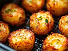 Křupavé pečené brambory s parmazánem a bylinkami z horkovzdušné fritézy