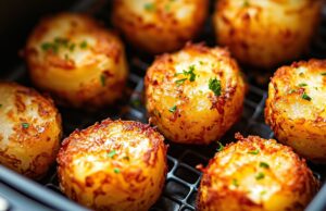 Křupavé pečené brambory s parmazánem a bylinkami z horkovzdušné fritézy