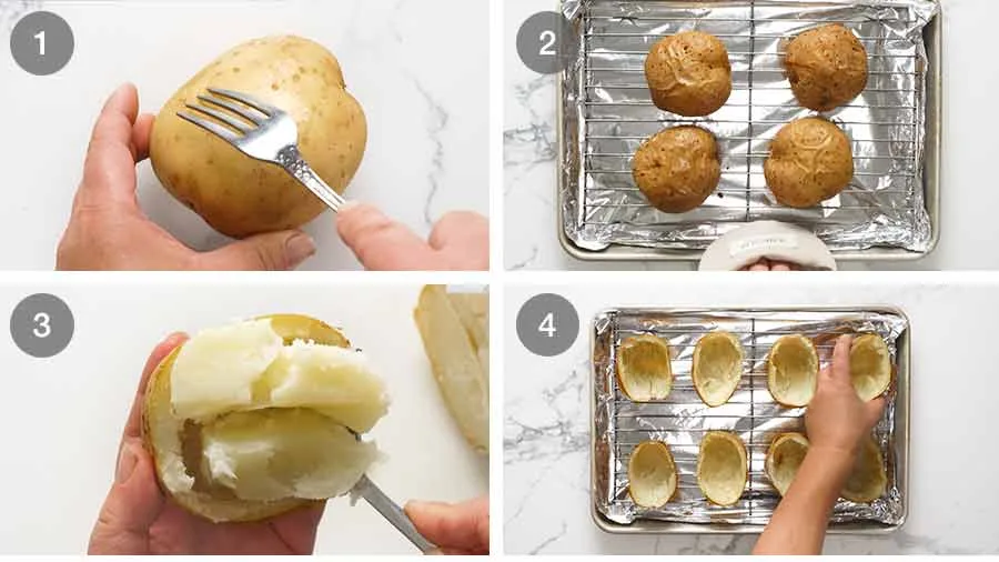 Dvakrát pečené brambory plněné krémovou sýrovou náplní s křupavou slaninou