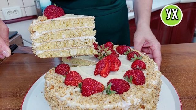 Smetanový dort s jahodami a kondenzovaným mlékem – bez pečení