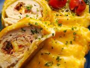 Kuřecí roláda v listovém těstě s bramborovo-mrkvovým pyré