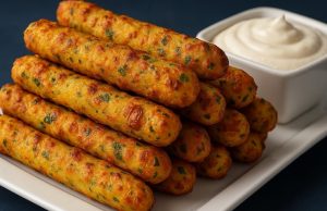 Domácí bramborové tyčinky s bylinkami a mozzarellou Domácí bramborové tyčinky s bylinkami a mozzarellou