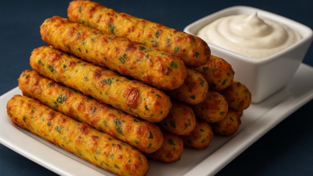 Domácí bramborové tyčinky s bylinkami a mozzarellou Domácí bramborové tyčinky s bylinkami a mozzarellou