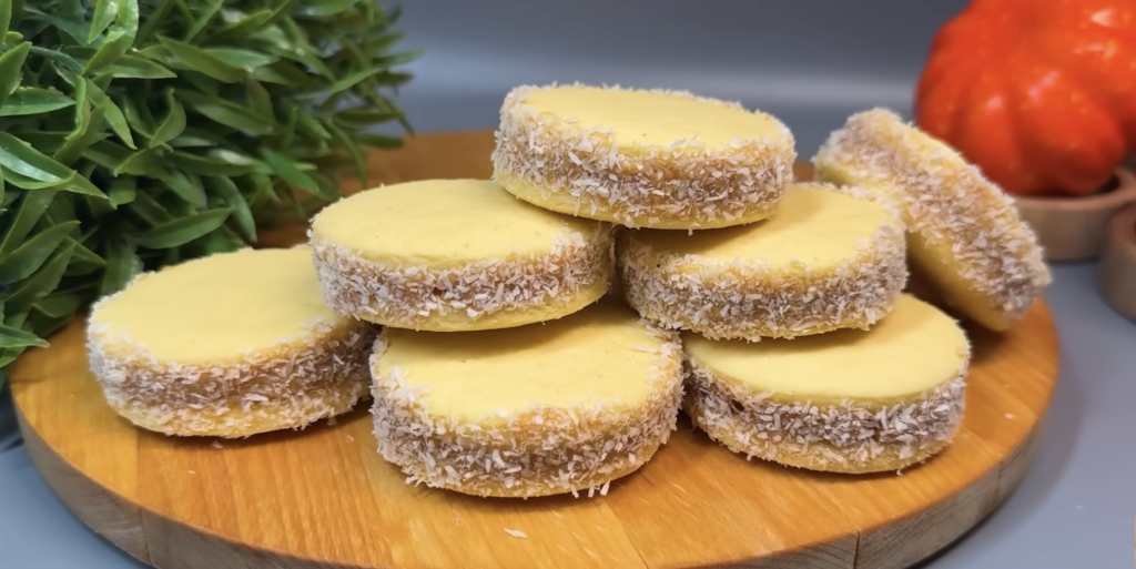 Jemné citronové koláčky s karamelovým kondenzovaným mlékem a kokosem - sladké a voňavé cukroví