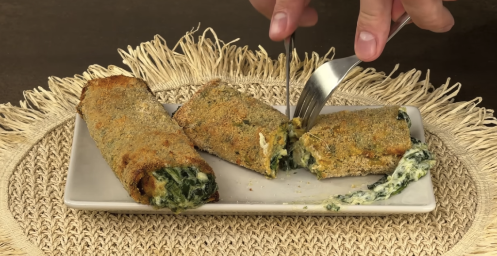 Lehké cuketové roládky plněné špenátem a sýrem z horkovzdušné fritézy