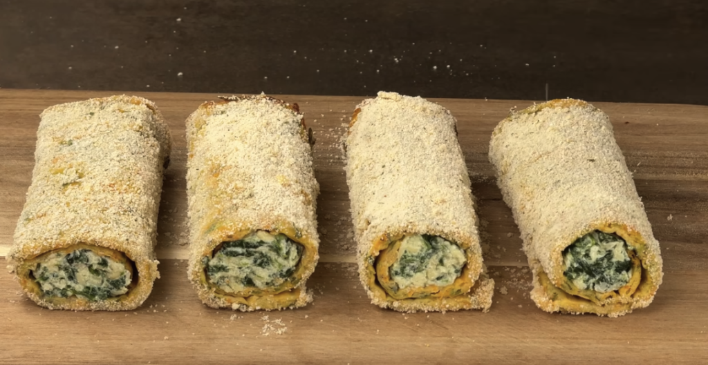 Lehké cuketové roládky plněné špenátem a sýrem z horkovzdušné fritézy
