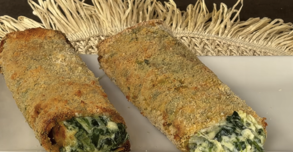 Lehké cuketové roládky plněné špenátem a sýrem z horkovzdušné fritézy