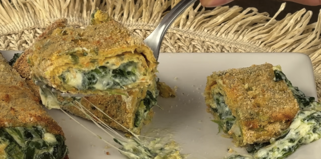 Lehké cuketové roládky plněné špenátem a sýrem z horkovzdušné fritézy