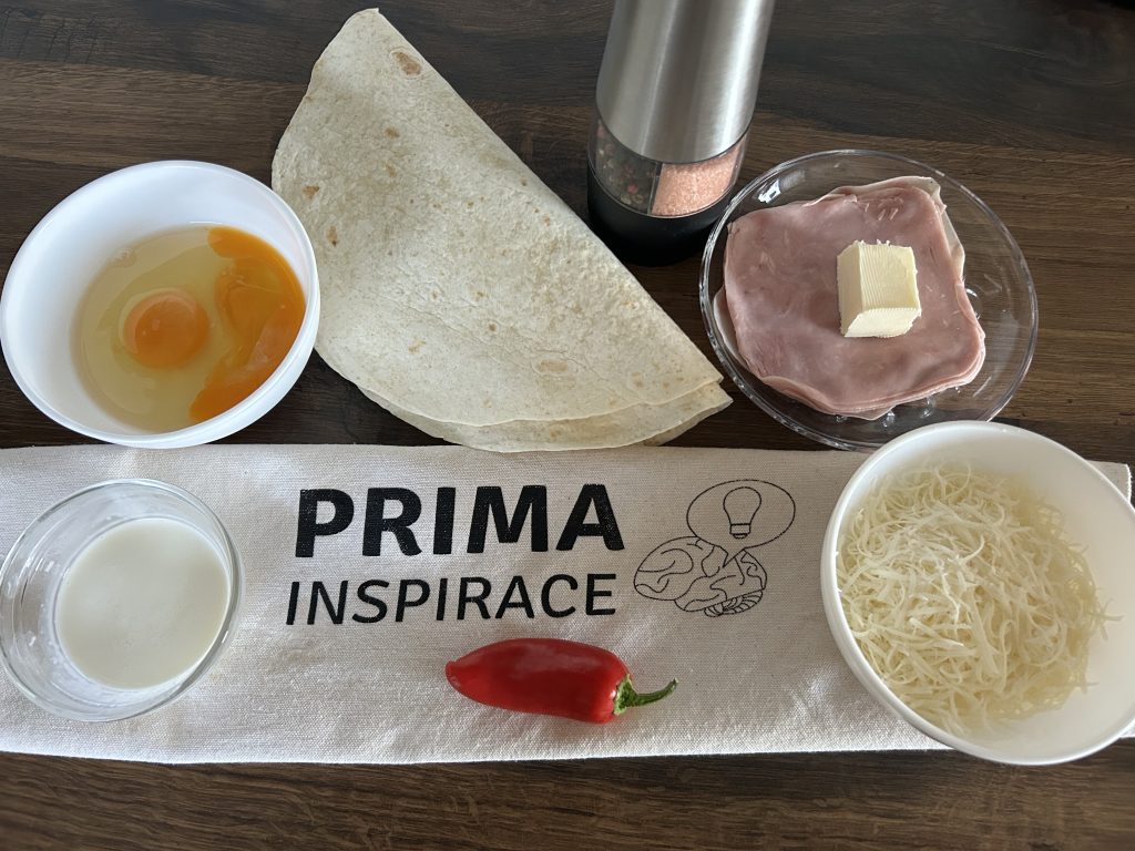 Tortilla muffiny s vajíčkem, šunkou a sýrem