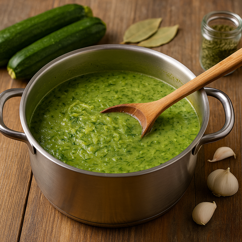 Sytě zelený cuketový přívarek s koprem a špenátem – lehké letní hlavní jídlo