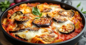 Lasagne s lilkem, klobásou a rajčatovou omáčkou bez trouby Vrstvené lasagne s lilkem, klobásou a parmazánem bez trouby – lahodný recept na jednom pekáči
