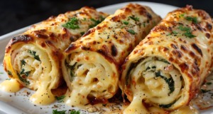 Cuketové roládky plněné špenátem a sýrem – zdravá večeře z horkovzdušné fritézy bez zbytečného tuku Lehké cuketové roládky plněné špenátem a sýrem z horkovzdušné fritézy