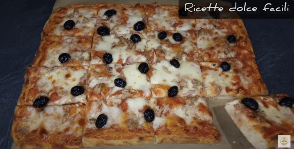 Domácí pizza XXL s tuňákem, mozzarellou a černými olivami