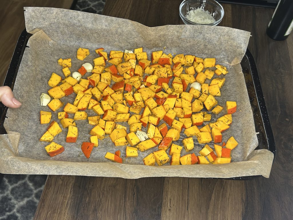 Těstoviny s pečenou dýní Hokkaido