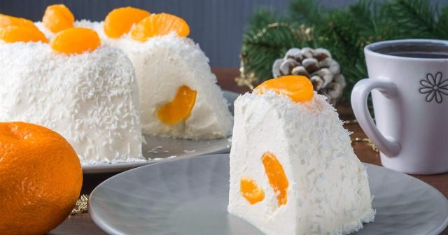 Nepečený smetanový dort s tvarohem a mandarinkami