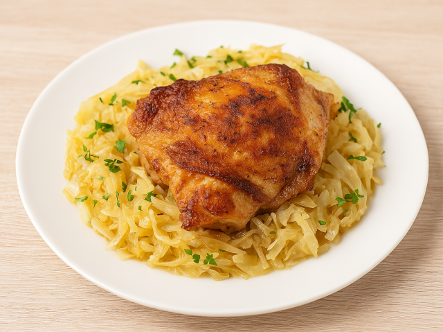 Pečená kuřecí stehna s hlávkovým zelím – jednoduchý recept z jednoho pekáče Pečená kuřecí stehna s hlávkovým zelím – jednoduchý recept z jednoho pekáče