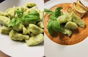 Cuketové domácí noky s rajčatovou omáčkou a lososem Cuketové domácí noky s rajčatovou omáčkou a lososem