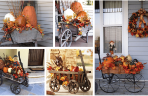 Inspirace na krásnou podzimní dekoraci před váš dům – Využijte vozík!