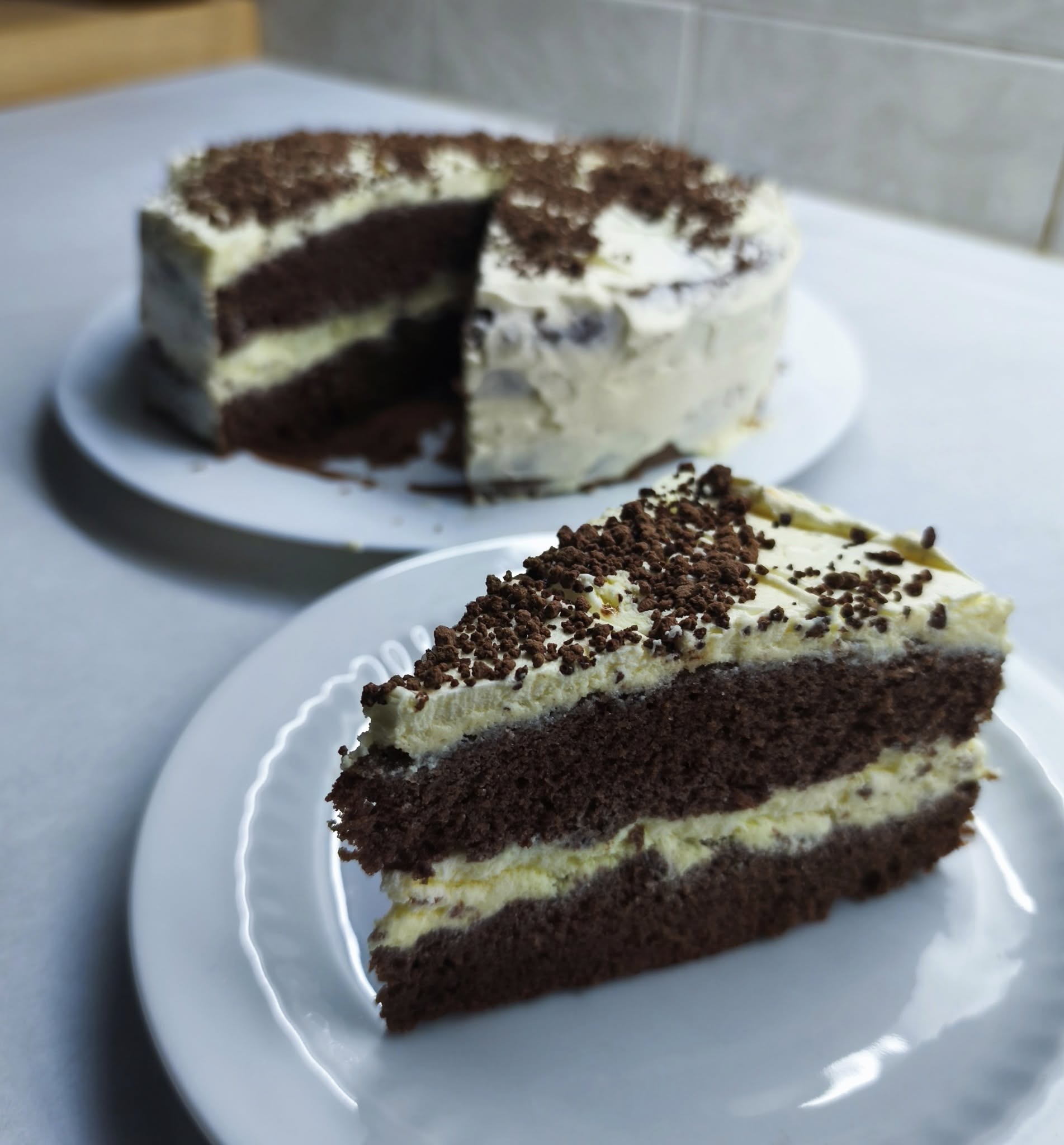 Kakaový piškotový dort s vanilkovým krémem – jednoduchý a nadýchaný dezert od čtenářky