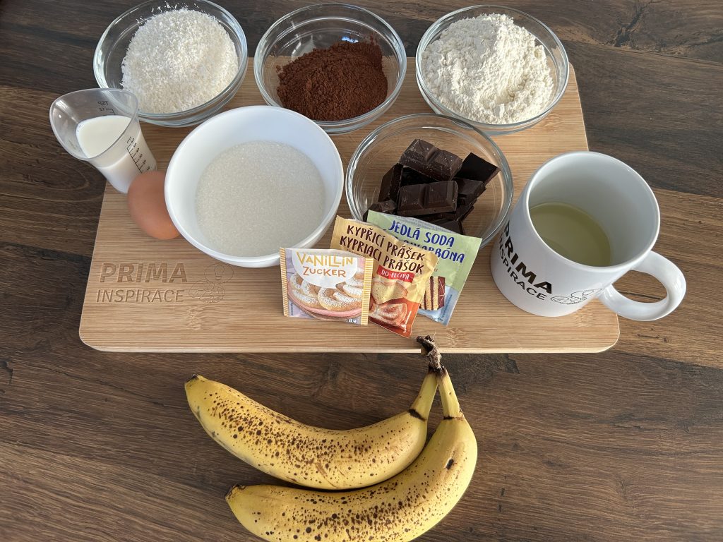 Banánovo-kokosové muffiny s čokoládou