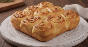 Mini sýrové šneky z kynutého těsta – s čedarem, fetou a jarní cibulkou