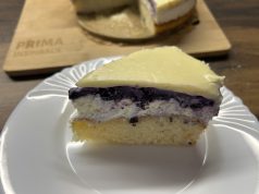 Borůvkový koláč s bílou čokoládou Borůvkový koláč s bílou čokoládou: Luxusní dezert s mascarpone krémem