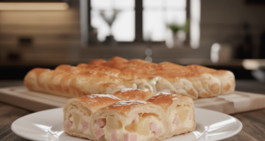 Slaný závin z listového těsta s bramborami a šunkou – rychlá slaná svačinka