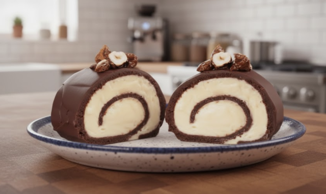 Nepečená ořechová roláda s mascarpone a Nutellou – luxusní dezert bez pečení Nepečená ořechová roláda s mascarpone a Nutellou – luxusní dezert bez pečení