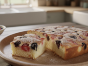 Jednoduchý recept na kefírovou buchtu s lesním ovocem – Vyzkoušejte tuto dobrotu! Kefírová buchta s borůvkami a malinami – rychlá, vláčná a svěží