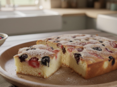 Jednoduchý recept na kefírovou buchtu s lesním ovocem – Vyzkoušejte tuto dobrotu! Kefírová buchta s borůvkami a malinami – rychlá, vláčná a svěží