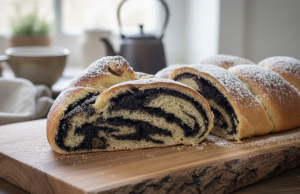 Makový závin s tvarohem a rozinkami z kynutého těsta – vláčný a poctivý