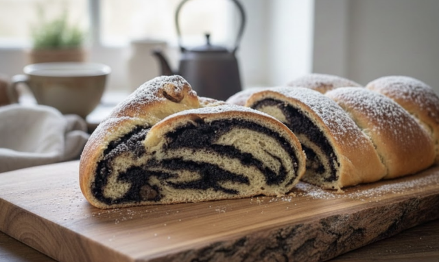 Makový závin s tvarohem a rozinkami z kynutého těsta – vláčný a poctivý Makový závin s tvarohem a rozinkami z kynutého těsta – vláčný a poctivý