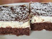 Eskymo řezy – vláčný kakaový moučník s kokosovým krémem