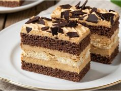 Luxusní kakaové řezy se sněhovým plátem a karamelovým krémem