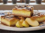 Listový koláč s jablky, pudinkem a tvarohem – luxusní moučník na plech