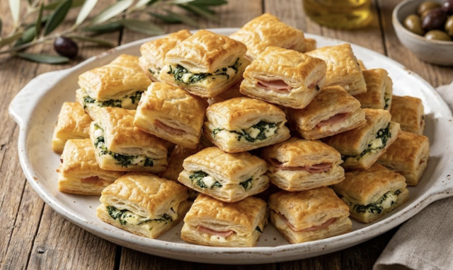 Rychlé slané jednohubky z listového těsta s párky a rajčatovým protlakem Rychlé slané jednohubky z listového těsta s párky a rajčatovým protlakem