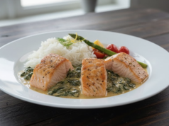 Krémový losos na smetaně a špenátu – rychlý a zdravý oběd hotový za pár minut