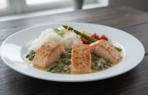 Nevíte co si připravit k obědu? Vyzkoušejte tyto lososové kostky na smetaně a špenátu! Krémový losos na smetaně a špenátu – rychlý a zdravý oběd hotový za pár minut