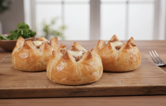 Masové růžičky z listového těsta – efektní slaná pochoutka s mletým masem a sýrem