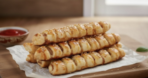 Jednoduchý recept na křupavé tyčinky zabalené v listovém těstíčku! Sýrovo-šunkové tyčinky z listového těsta – blesková svačina z pár surovin