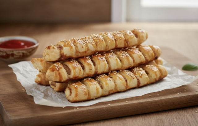 Sýrovo-šunkové tyčinky z listového těsta – blesková svačina z pár surovin