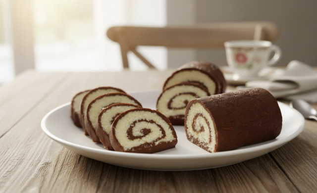 Nepečená kokosová roláda s rumem a kakaem