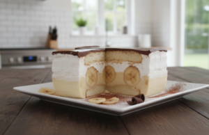 Vynikající nepečený dort se smetanou, banány a čokoládou! Krémový nepečený dort s banány, šlehačkou a čokoládou