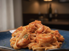 Nevíte co si připravit k víkendovém obědu? Vyzkoušejte těstoviny na rajčatech se smaženými krevetami! Těstoviny s rajčaty, krevetami a bílým vínem – rychlý oběd s nádechem Itálie