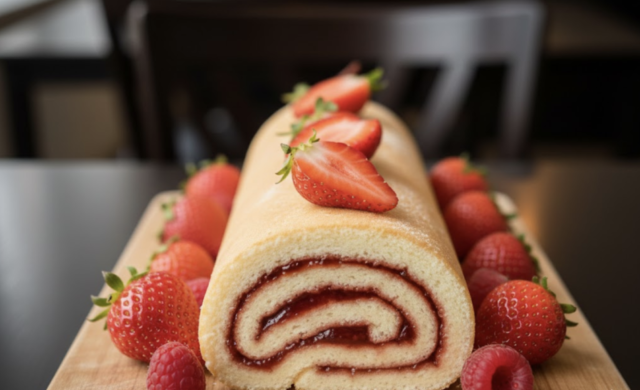 Piškotová roláda s džemem a tvarohem – rychlý dezert ke kávě hotový za chvilku