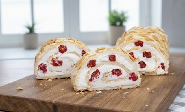 Malinová roláda s nadýchaným smetanovým krémem – lehký letní dezert, který mizí ze stolu