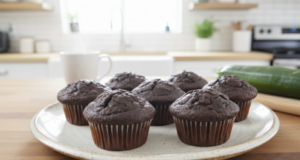 Domácí čokoládové muffiny připravené z cukety – Recept na zdravé mlsání! Zdravé cuketové muffiny s ovesnými vločkami a čokoládou – vláčné, bez výčitek a hotové za 30 minut