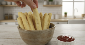 Recept na sýrovo-bramborové tyčinky: Vyzkoušejte tuto dobrotu! Sýrovo-bramborové tyčinky z trouby – křupavé party pohoštění hotové za pár minut