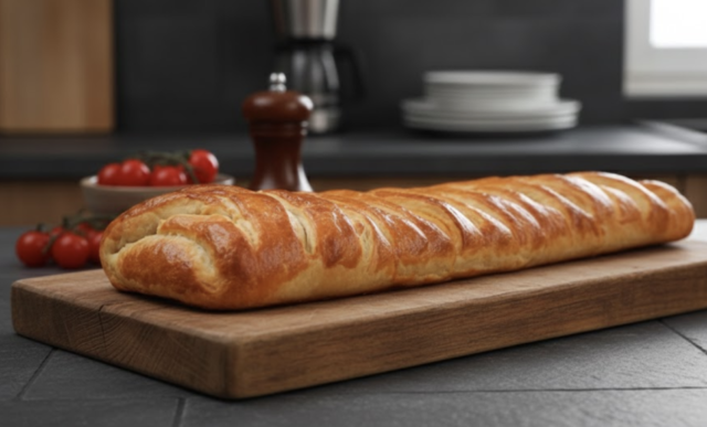 Luxusní slaný štrúdl s šunkou a sýrem: Rychlé pohoštění na oslavu i večírek Luxusní slaný štrúdl s šunkou a sýrem: Rychlé pohoštění na oslavu i večírek